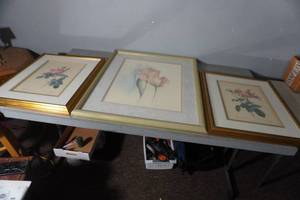 lot 71 image: 3 Floral Prints 28 W x 35 T & 2 are 22 W x 27 T