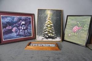 lot 69 image: Lit up Christmas tree and three other prints