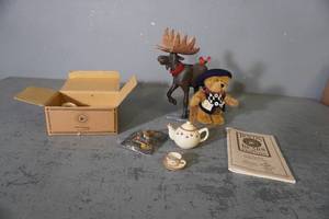 lot 303 image: Moose statue, Bears and friends, tea set
