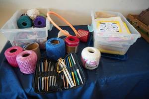 lot 198 image: Set of crochet hooks, embroidry floss and thread