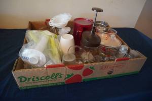lot 230 image: 2 Boxes of dishes, inc. 8 Fire King  ice cream dishes