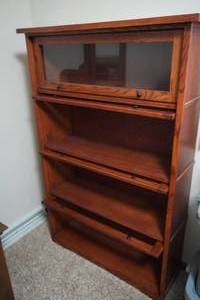 lot 243 image: Four section Lawyers style bookcase solid wood