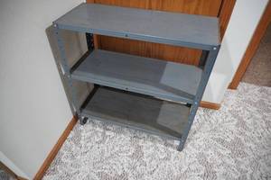 lot 249 image: Grey metal shelf 30L x 12  D x 31 T