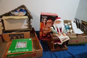 lot 327 image: Nativity set, Santa at desk, lights etc