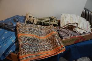 lot 329 image: Drapes and Four Rag rugs