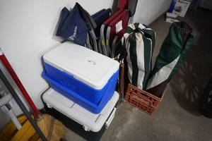 lot 341 image: Two coolers and many lawn chairs