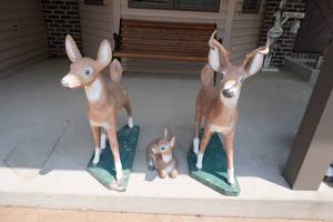 lot 347 image: Three concrete deer, Buck, Doe & Fawn