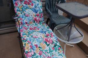 lot 360 image: 2) Poly chais, two tables, lounger