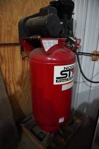 lot 9 image: Northstar Upright air compressor with 2 cylinder, 175 PSI and 7.5 HP
