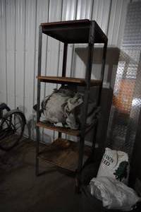 lot 25 image: 4 Shelf unit-67 h x 22 square &amp car cover