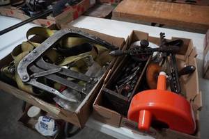 lot 56 image: Straps, Valve compressor, drill bits etc...
