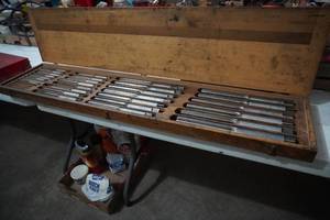 lot 57 image: Wooden box of reamers up to 1 24