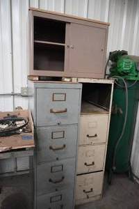 lot 103 image: Two metal file cabinets and metal cabinet