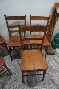 lot 261 image: Five wood chairs, ladder back and spindles
