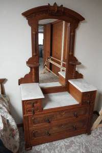 lot 267 image: Gentlemans dresser with marble top 41 W x 18 D x 76 T